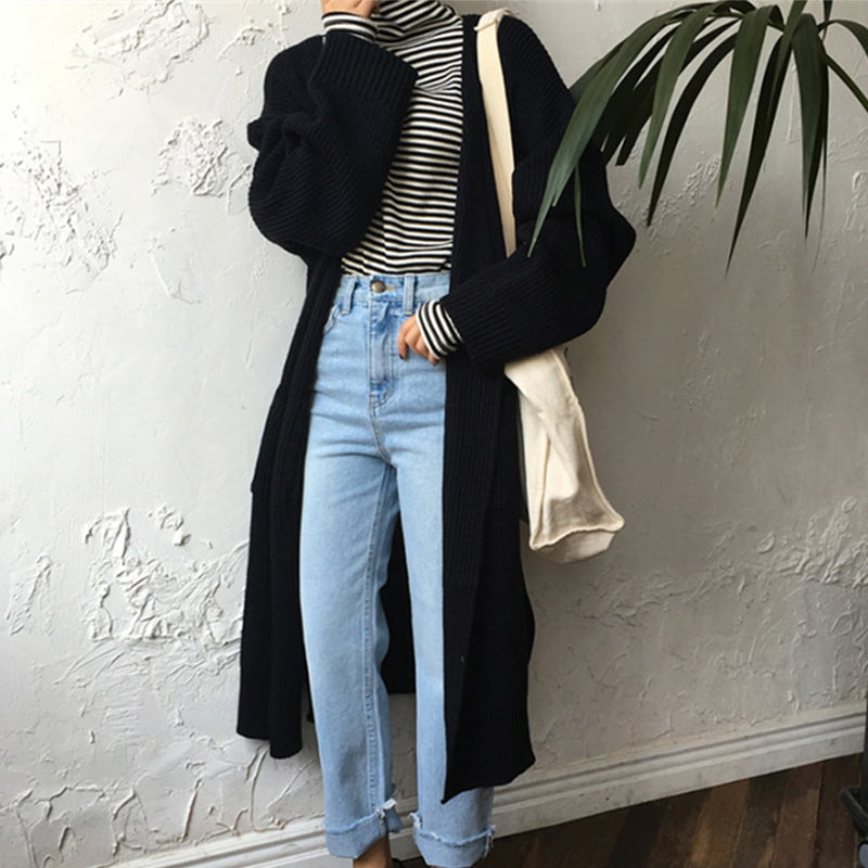 Long Knit Casual Cardigan