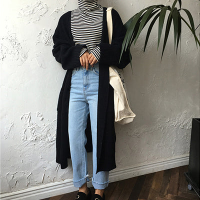 Long Knit Casual Cardigan