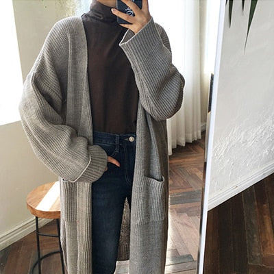 Long Knit Casual Cardigan