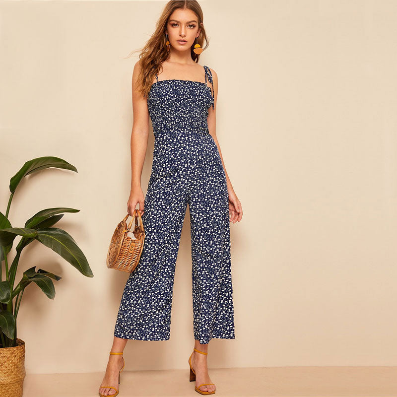 Strap Floral Overall Jumpsuit