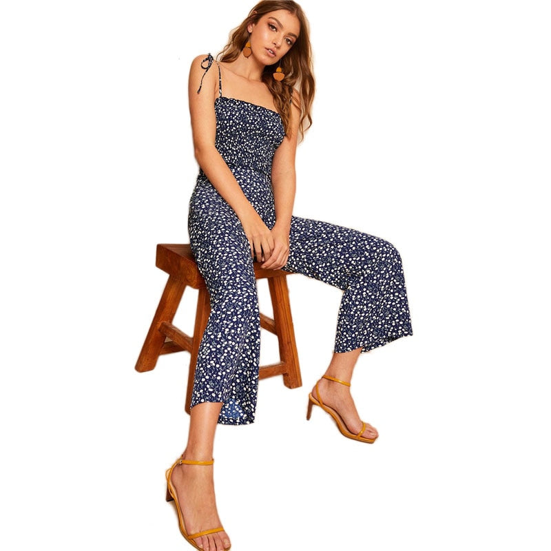 Strap Floral Overall Jumpsuit