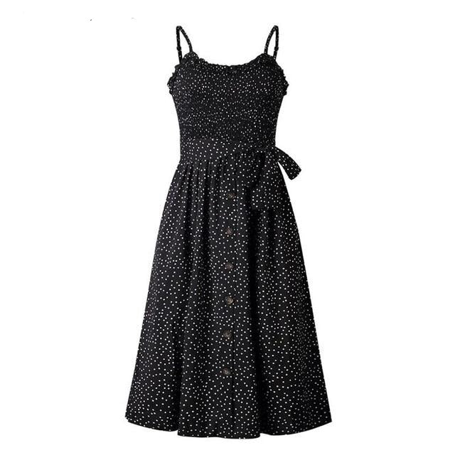 Dotted Print V-neck Dress