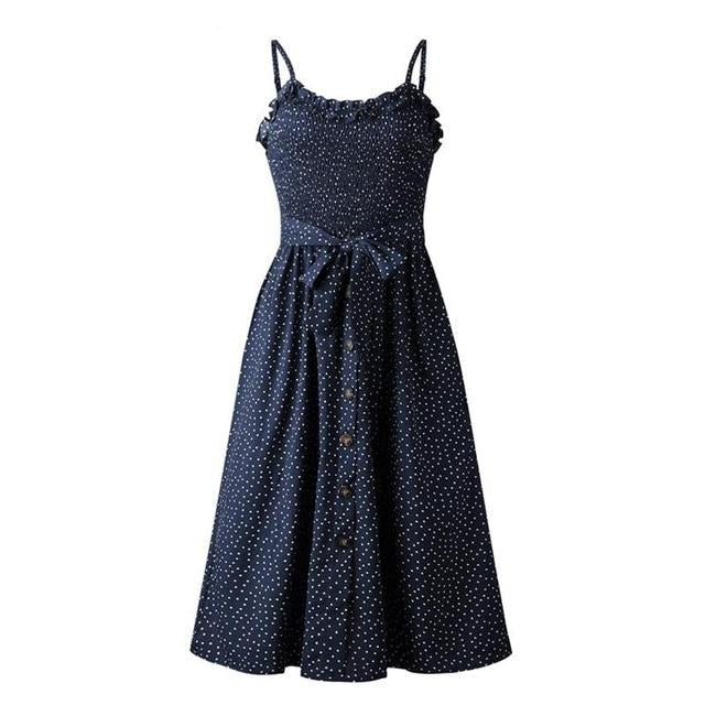 Dotted Print V-neck Dress